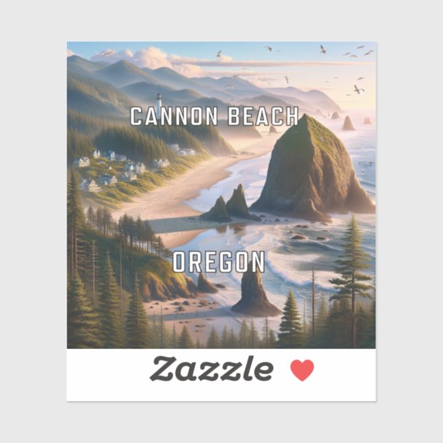 Cannon Beach Oregon 3 Inch Vinyl Sticker (Sheet)