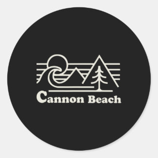 Cannon Beach Oregon Coast Retro Vintage Surfing Su Classic Round Sticker