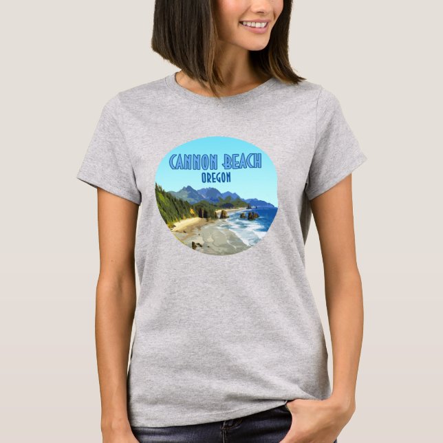 Cannon Beach Oregon Coast Vintage T-Shirt (Front)