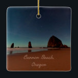 Cannon Beach Oregon Haystack Rock Ceramic Ornament<br><div class="desc">Cannon Beach Oregon Haystack Rock
Beautiful night beach photograph with stars over the ocean.</div>