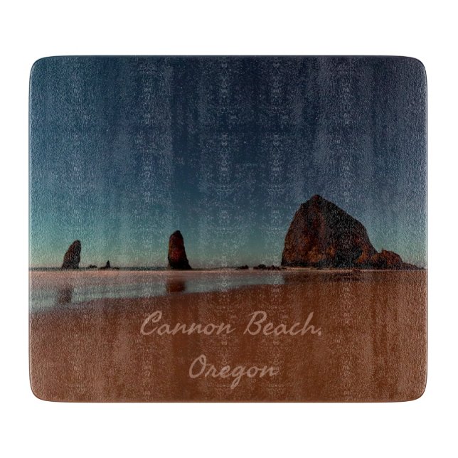 Cannon Beach Oregon Haystack Rock Cutting Board (Front)