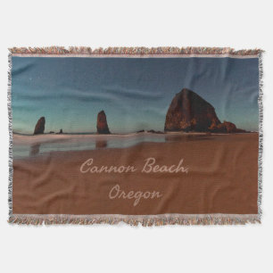 Cannon Beach Oregon Haystack Rock Throw Blanket