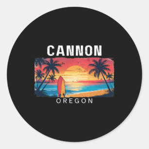 Cannon Beach Oregon Men Women Surfing _1  Classic Round Sticker