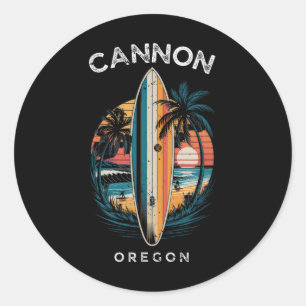 Cannon Beach Oregon Men Women Surfing Classic Round Sticker