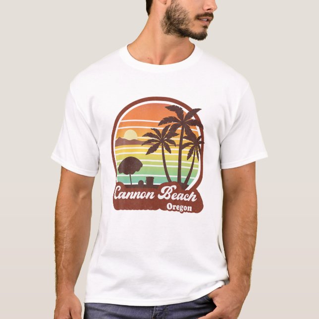 Cannon Beach Oregon OR Retro T-Shirt (Front)