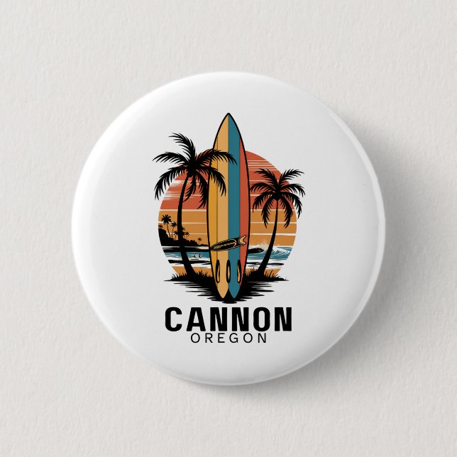 Cannon Beach Oregon Surfing Surfer  2 Inch Round Button (Front)