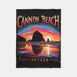 Cannon Beach Oregon Travel Summer Family Vacation Fleece Blanket