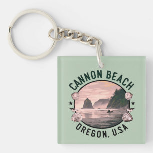 Cannon Beach Retro Vignette Keychain