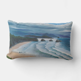 Cannon Beach Seascape Painting Lumbar Pillow