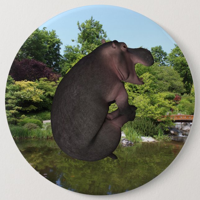 Cannonball Hippo 6 Inch Round Button (Front)