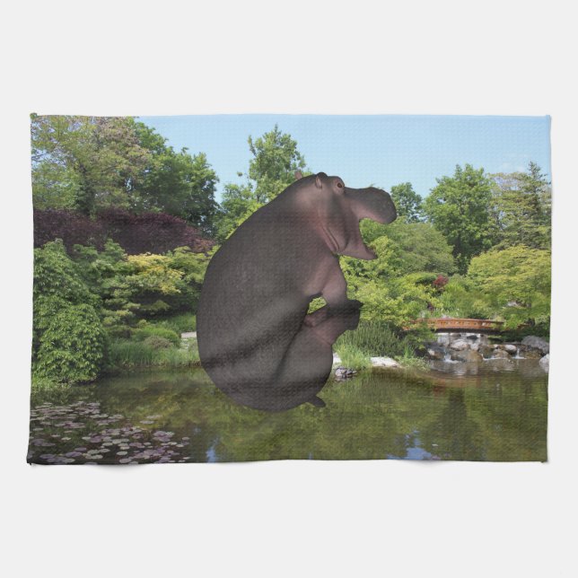Cannonball Hippo Kitchen Towel (Horizontal)