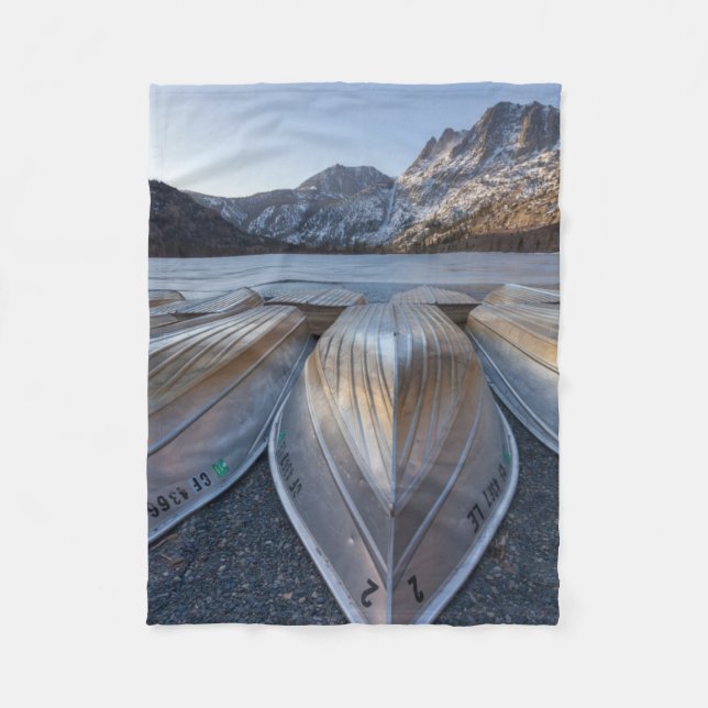 Canoe At The Lake Fleece Blanket (Front)