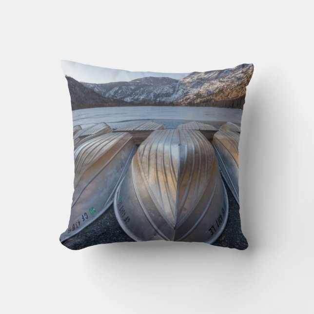 Canoe At The Lake Throw Pillow (Front)