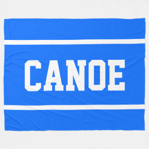 CANOE Athletic White Text Stripes On Bright Blue Fleece Blanket