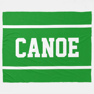 CANOE Athletic White Text Stripes On Bright Green Fleece Blanket