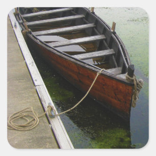 Canoe Boat Docked Square Sticker