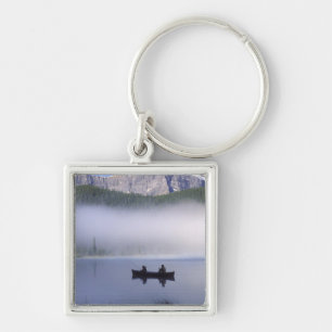Canoe fishing Waterfowl Lake, Banff National Keychain