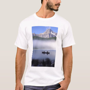 Canoe fishing Waterfowl Lake, Banff National T-Shirt