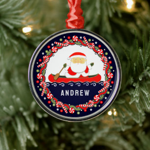 Canoe Holiday Gift Metal Ornament