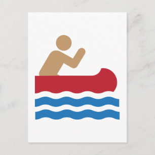 Canoe icon pictograph in colour postcard