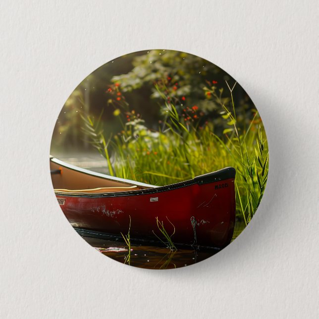 Canoe in a River 2 Inch Round Button (Front)