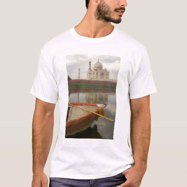 Canoe in water with Taj Mahal, Agra, India T-Shirt (Front)