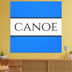 CANOE Nautical Bright Blue White Summer Stripes Canvas Print