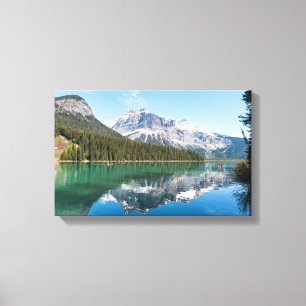 Canoe on famous Emerald Lake - Yoho NP, Canada Canvas Print