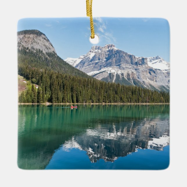 Canoe on famous Emerald Lake - Yoho NP, Canada Ceramic Ornament (Front)