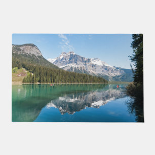 Canoe on famous Emerald Lake - Yoho NP, Canada Doormat
