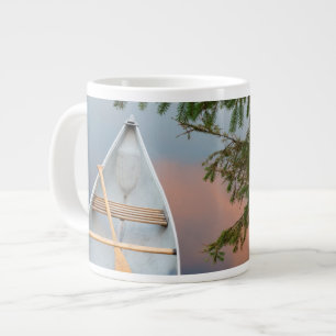 Canoe on lake at sunset, Canada Large Coffee Mug