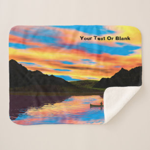 Canoe On Sunset Lake Throw Blanket