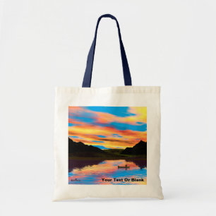 Canoe On Sunset Lake Tote Bag