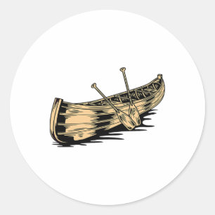 Canoe Paddle Funny Canoeing Kayaking Boating Boat Classic Round Sticker