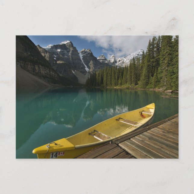 Canoe parked at a dock along Moraine Lake, Banff Postcard (Front)