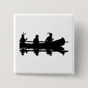 Canoe Silhouette 2 Inch Square Button