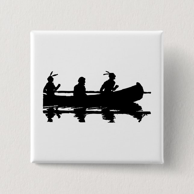 Canoe Silhouette 2 Inch Square Button (Front)