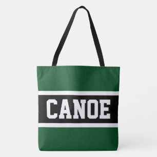 CANOE Sporty Forest Green Black White Stripes Tote Bag