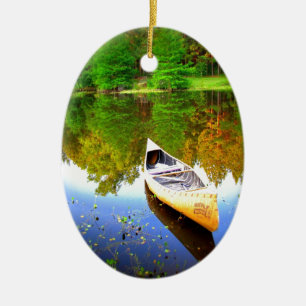 canoe water peace and joy ceramic ornament