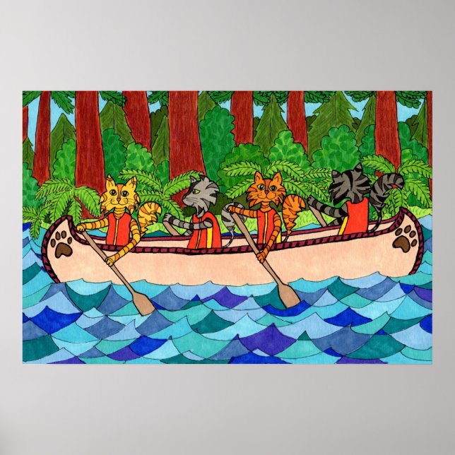 Canoeing Cats Poster (Front)