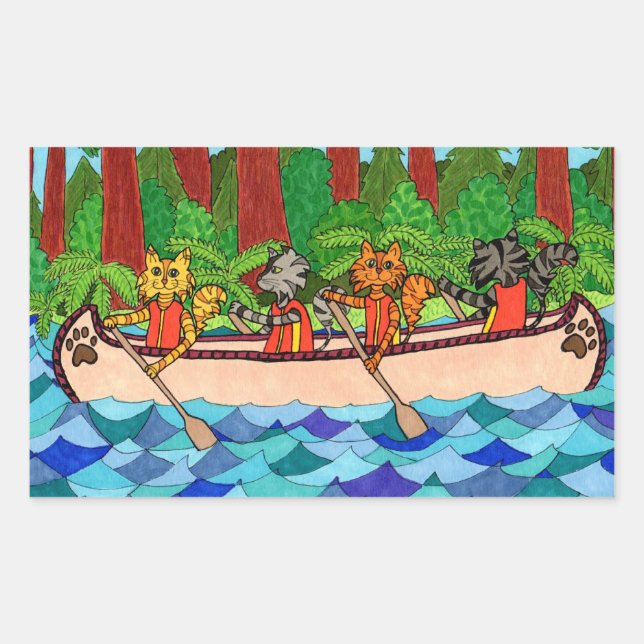 Canoeing Cats Sticker (Front)