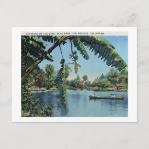 Canoeing, Echo Park, Los Angeles Vintage Postcard