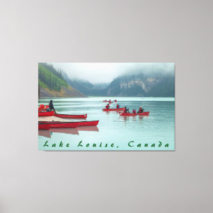 Canoeing in Lake Louise Canvas Print