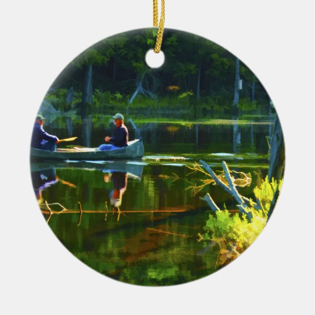 Canoeing in the Adirondacks Ceramic Ornament (Front)