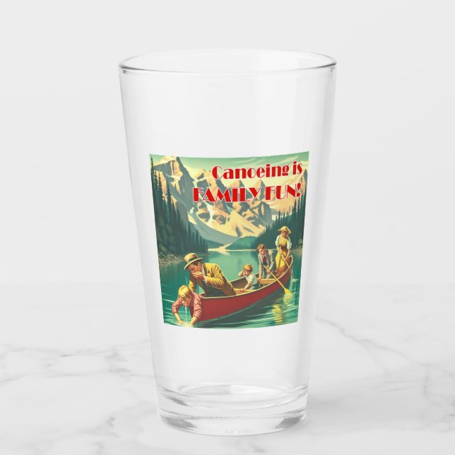 Canoeing Is Family Fun Glass (Front)