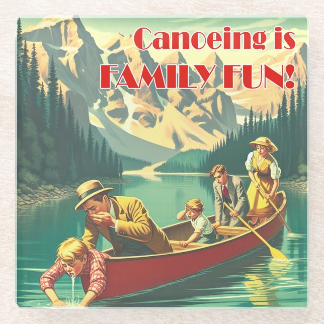 Canoeing Is Family Fun Glass Coaster (Front)