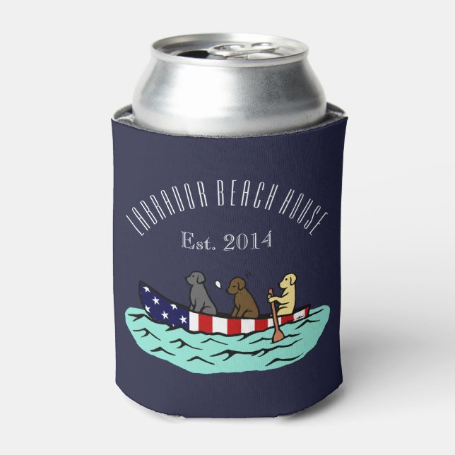 Canoeing Labrador Beach House Can Cooler (Can Front)