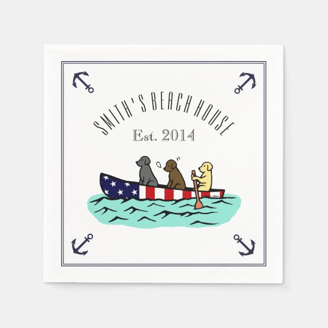 Canoeing Labrador Beach House Paper Napkins (Front)