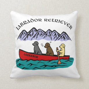 Canoeing Labrador Retrievers Throw Pillow