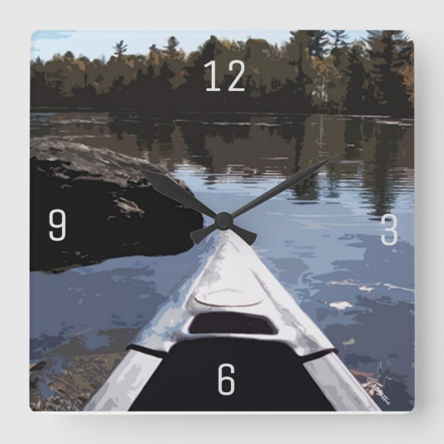 Canoeing On the Lake Square Wall Clock (Front)